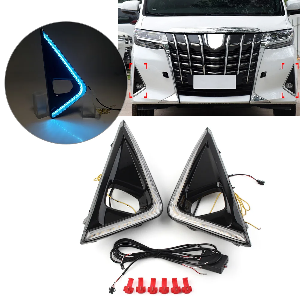 1 Pair Car Fog Lamp Daytime Running Light DRL With White Yellow Ice Blue Light For Toyota Alphard 2018-2019