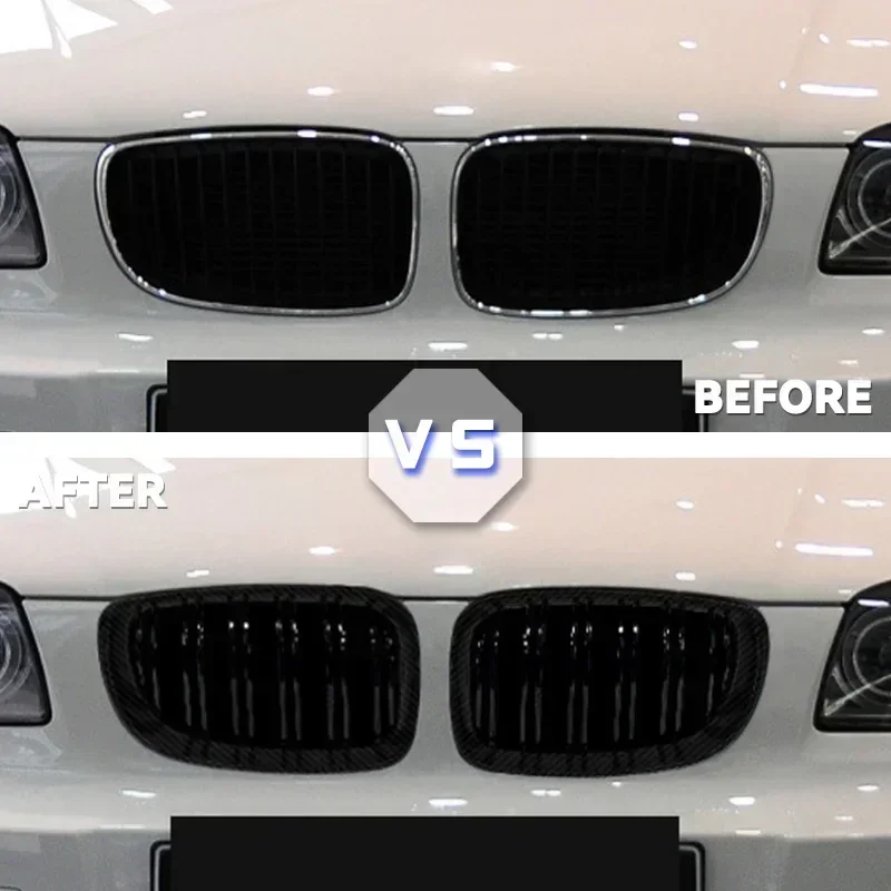 نظرة جديدة سيارة مصبغة شواء الجبهة الكلى لامعة 2 خط شريحة مزدوجة لسيارات BMW E81 E87 E82 E88 128I 130I 135I اكسسوارات السيارات