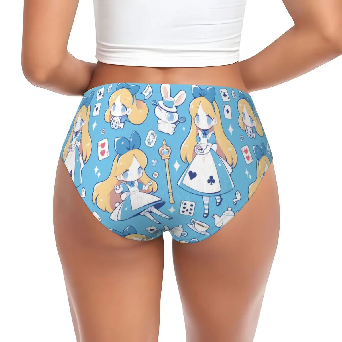 Custom ผู้หญิง Alice In Wonderland การ์ตูนกางเกงหญิงยืด Magnificent ชุดชั้นในกางเกง