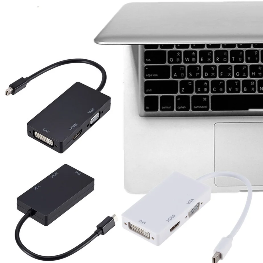 YIGETOHDE 3 w 1 MINI kabel DVI VGA Adapter kompatybilny DP do HDMI 1080P złącze konwertera do Laptop projektora