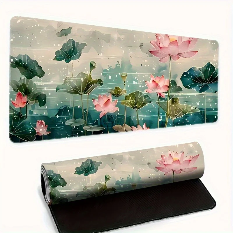 

Anti-slip rubber base of the lotus landscape game mousepad with HD printed lotus flower design is suitable for office use