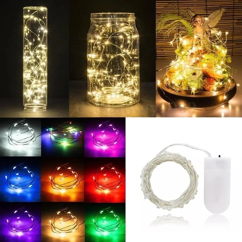 Guirxiété lumineuse LED en fil de cuivre nickel é, décoration de Noël étanche, nouvel an, 1m, 2m