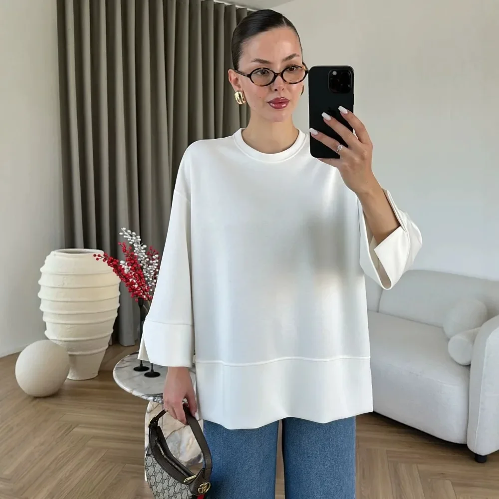Women Korean Lazy Style Crew Neck Solid Color Oversized T Shirt Cool Streetwear Short Sleeve Casual Versatile Breathable Ladies
