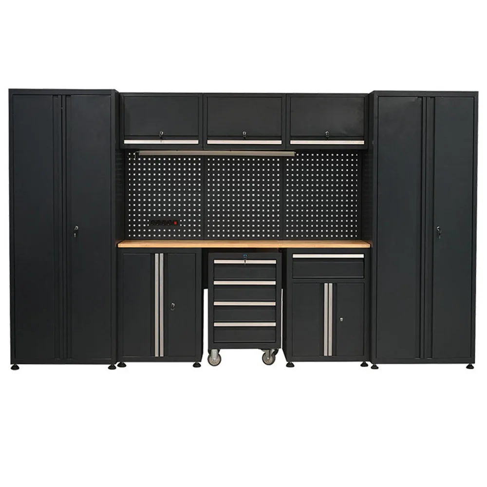 

Multi-Functional Modular Garage Tool Cabinet System With Pegboard, Workbench And Lockable Storage