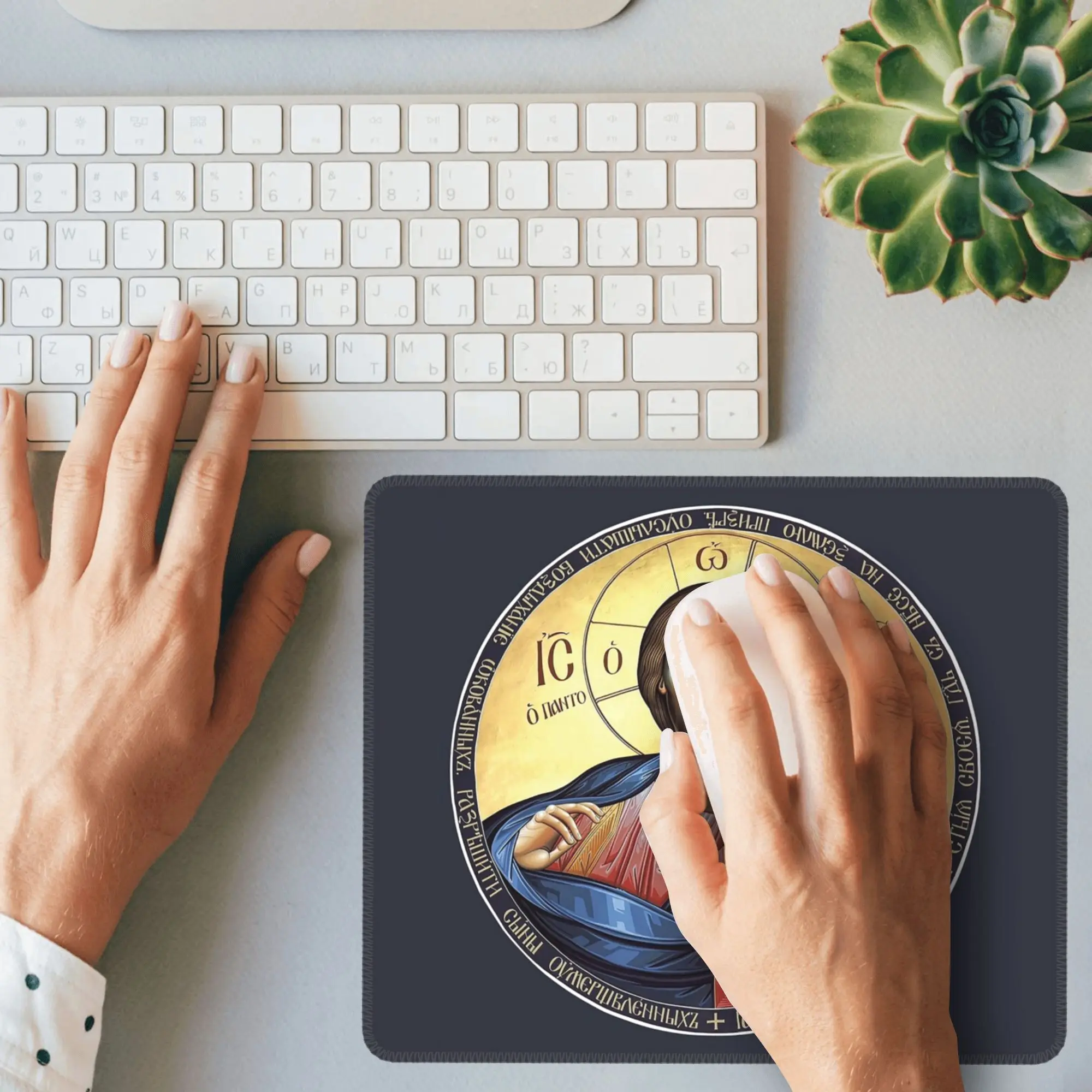 Christ Pantocrator 정통 아이콘 마우스 패드 컴퓨터 키보드 마우스 매트 게임 PC 노트북 책상 매트 사무용품 테이블 매트