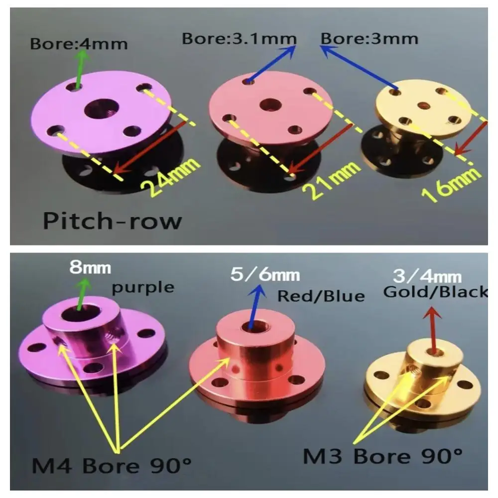 Giunto flangiato rigido in lega di alluminio 3mm/4mm/5mm/6mm/6.35mm/8mm foro motore guida albero connettore accessori stampante 3D