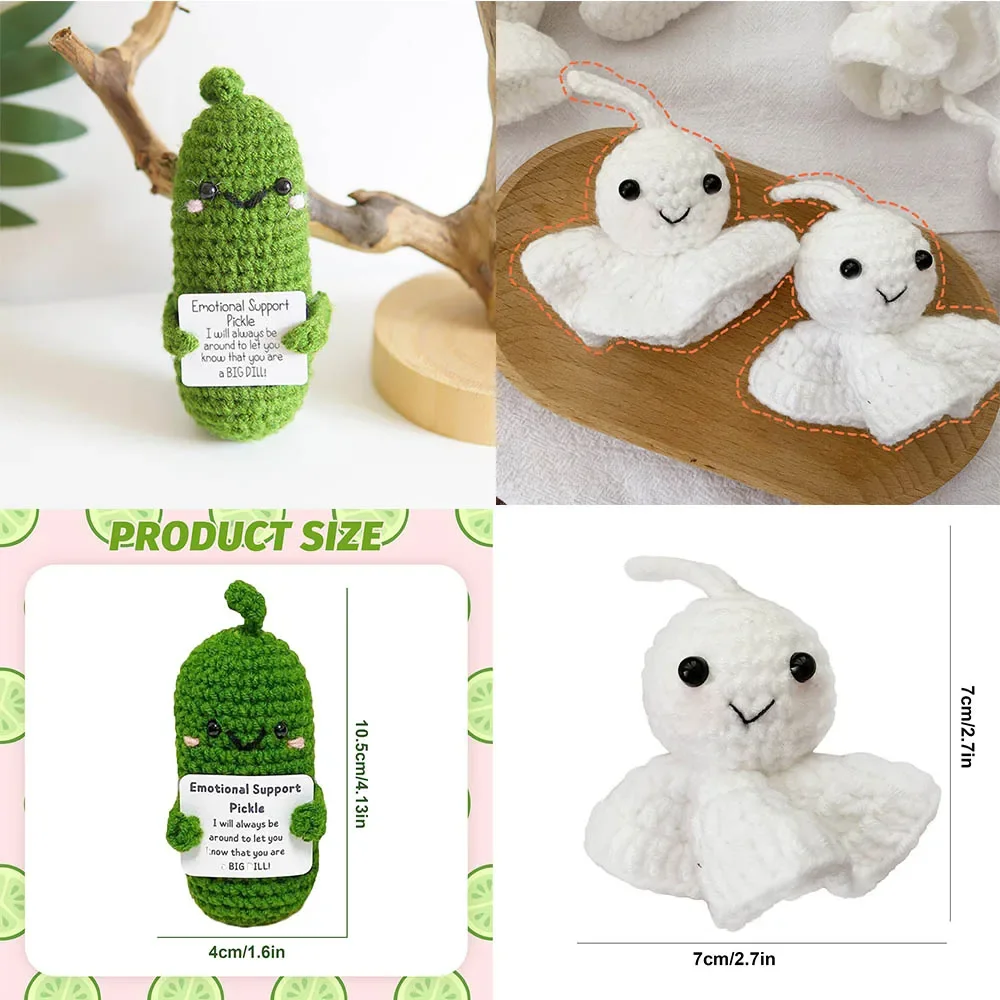 Süße Wolle stricken handgemachte positive Gurke umarmt Karte Wolle häkeln Puppe Tasche Anhänger inspiriert Schlüsselanhänger Dekorationen Geschenke