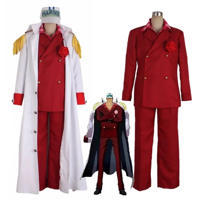 New Anime Cosplay Costumes Akainu Sakazuki Borsalino Sengoku Halloween Justice White Navy Cosplay Uniforms Suit SFHJURFC2025