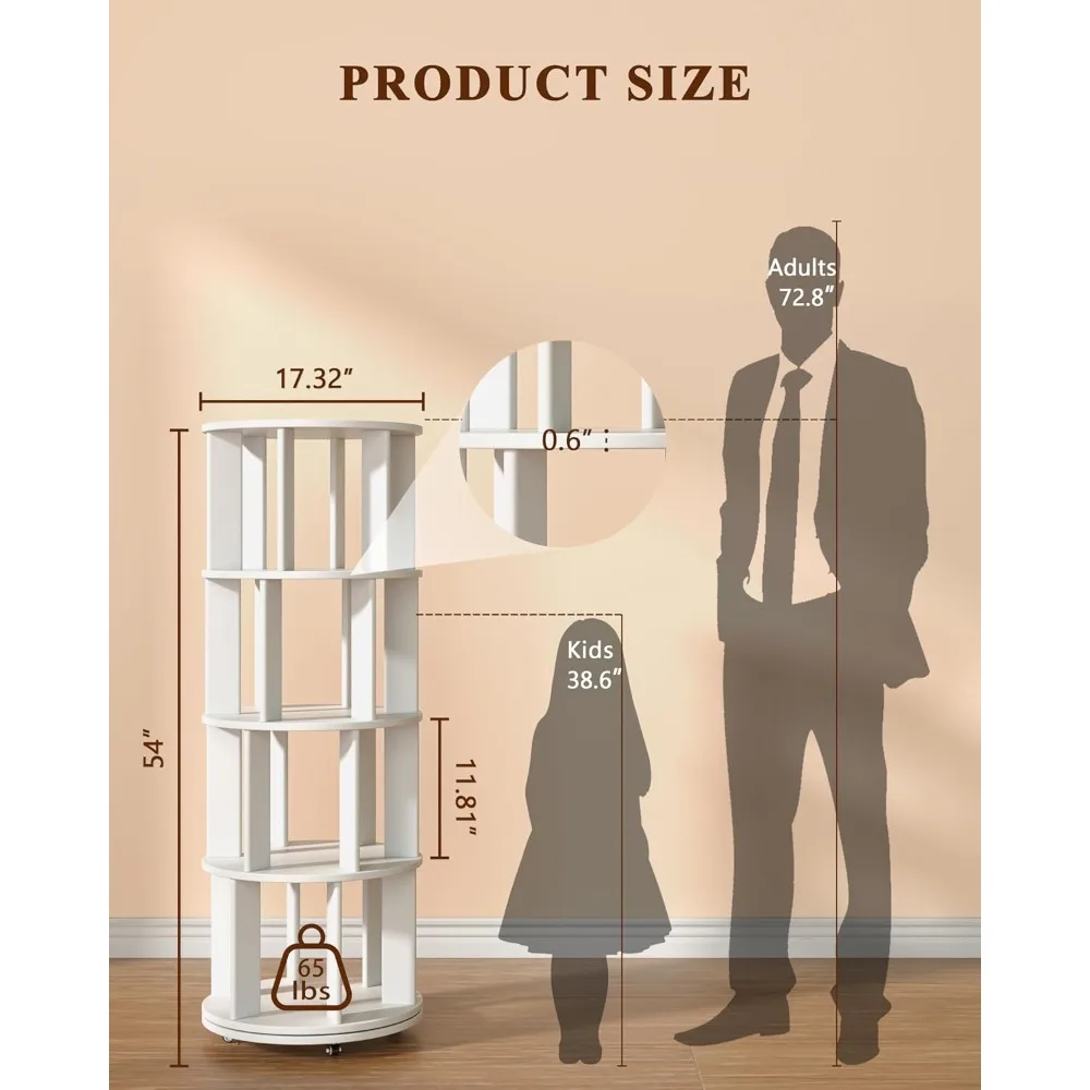 رف كتب دوار بأربعة طبقات مع عجلات قابلة للقفل ومنظم زاوية #2