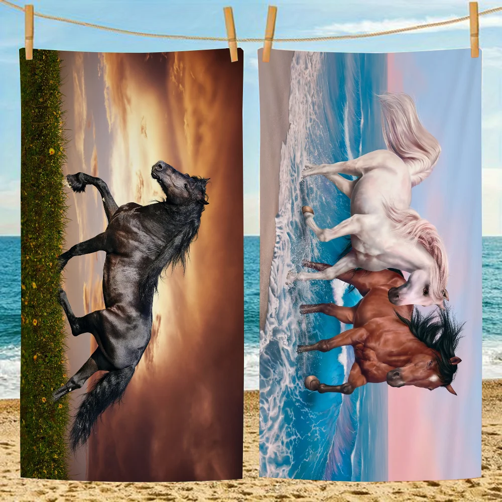 Horse Cartoon Beach Towel Cute Kawaii Room Decor Bath Girls Children Hand Towels For Bathroom Shower