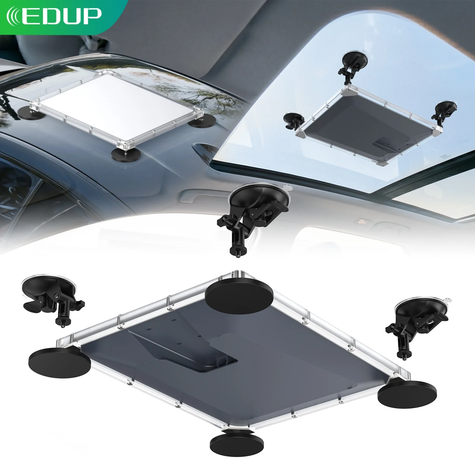 EDUP SK0192S-PRO Magnetic Suction Cup Dual Mount Protective Frame Kit For Starlink V5 No Drilling Clear PC Vehicle Mount