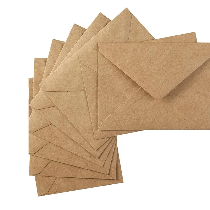 1000Pcs/Lot 18.42x13.34cm Classical Kraft Blank Mini Paper Envelopes Bag Wedding Invitation Envelope Gift Envelope