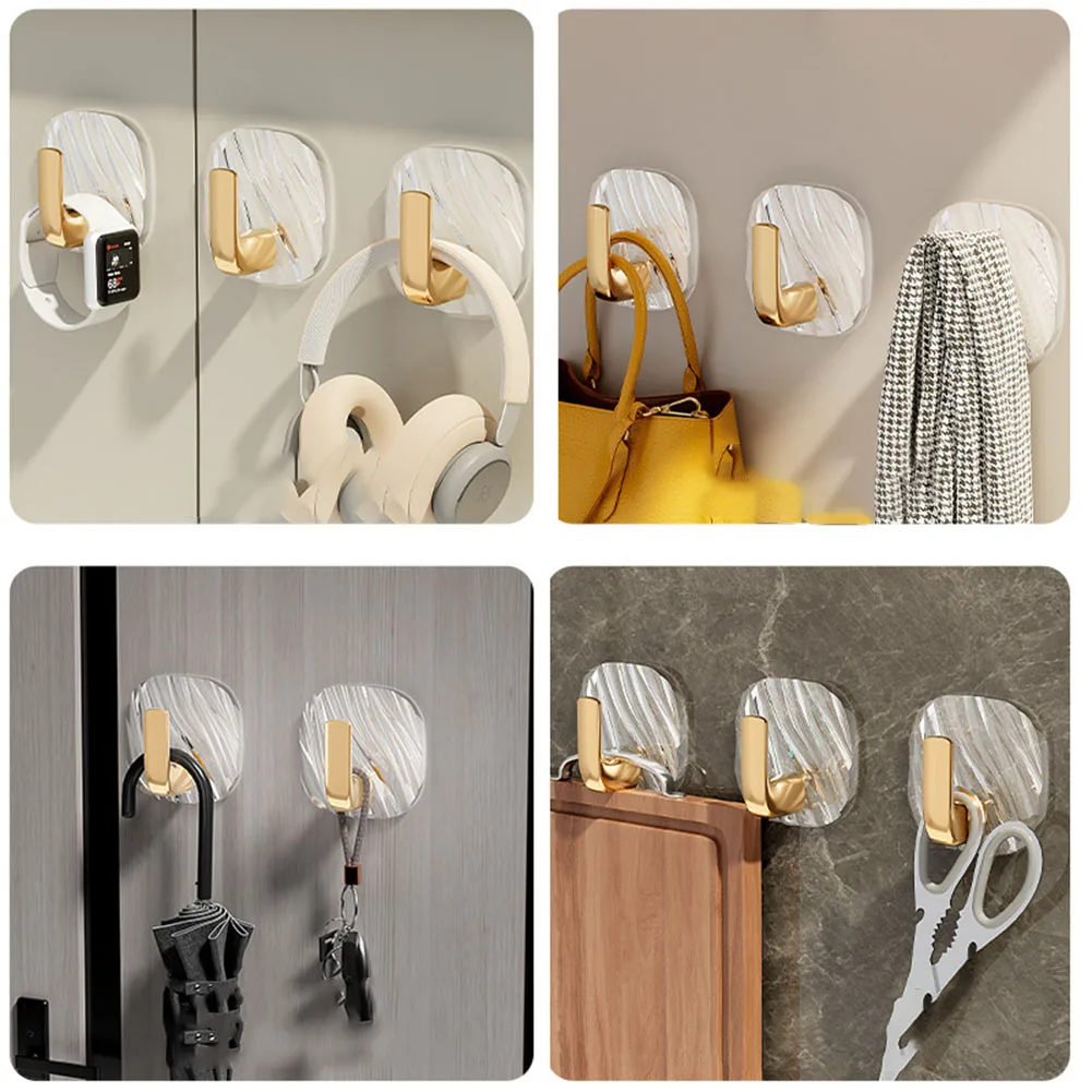 4PCS Acrylic Hanging Hooks For Wall Hanging Hook Bathroom Luxury Adhesive Waterproof Holder Hook Towel Holder Acrylic Organaizer