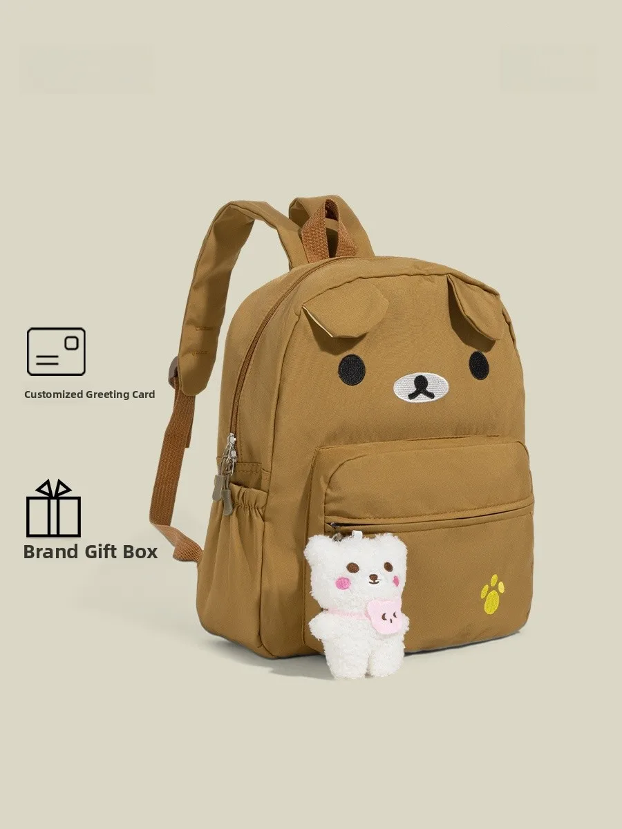 

Adorable Bear Canvas Double oulder Bag Women's Faion Lightweight Travel School Bapa Cartoon Sle Polyester Zi...