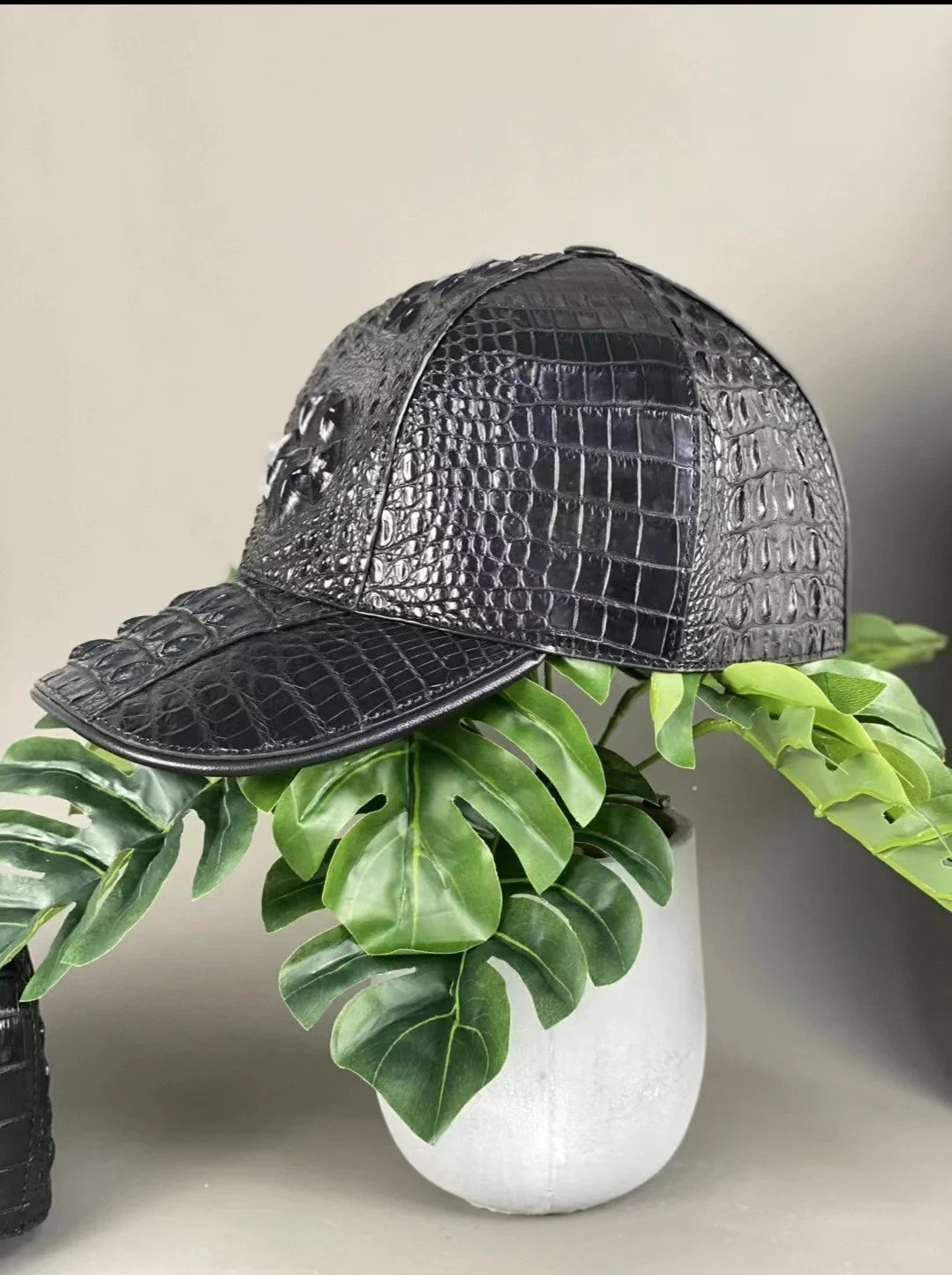 2023 New Luxury Crocodile Leather Men\'s Cap Genuine Leather Fashion Sun hat For Man 50