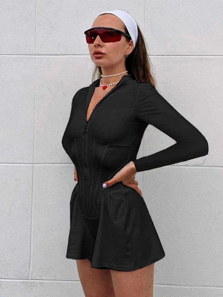 

Women's sexy long-sleeved zipper jumpsuit 2024 fashion leisure jacket sports fitness jumpsuit