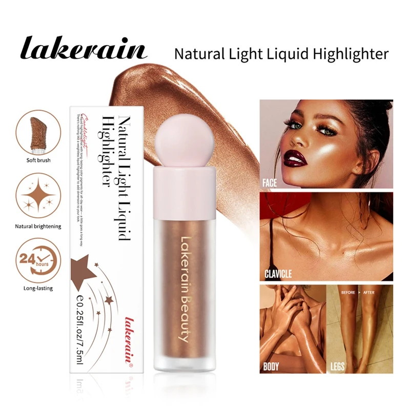 Lakerain Face Liquid Highlighter Shimmer Multifarious เครื่องสําอางค์ปากกา Face Blush Professional Highlighter Body แต่งหน้าเครื่องสําอาง