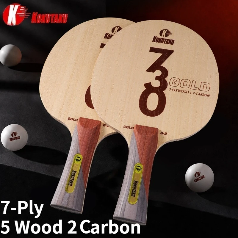 KOKUTAKU GOLD 730 G2 Table Tennis Blade 5 Wood 2 Carbon Built-In Offensive Loop Blade Ayous Surface Professional PingPong Paddle