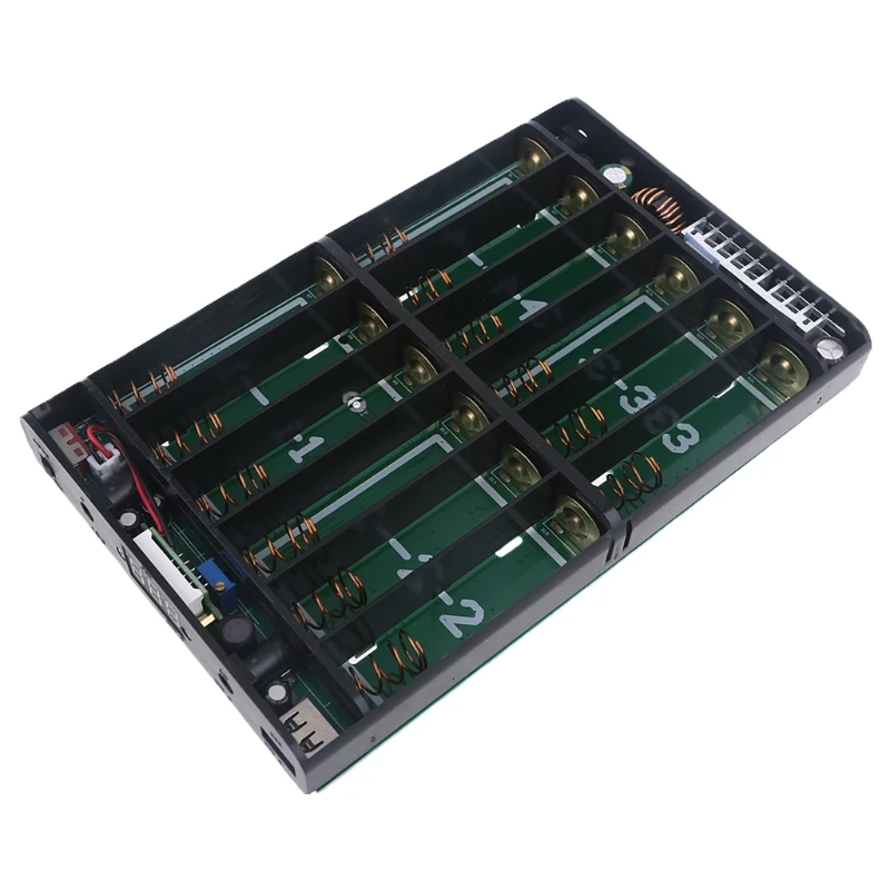 USB 5.5x2.1mm 12V-24V Adjustable Output 12x 18650 Batteries DIY Power Bank Box for Laptop Mobile Phone Router Tablet LED
