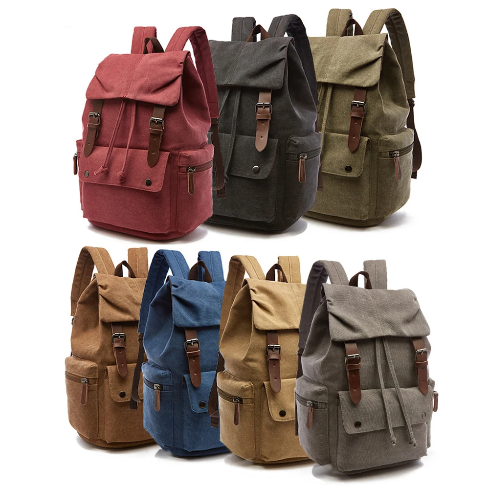 Vintage Canvas Backpack Simple Leisure Computer Bag Portable Hiking Travel Backpack Large Capacity Men Women Universal Schoolbag