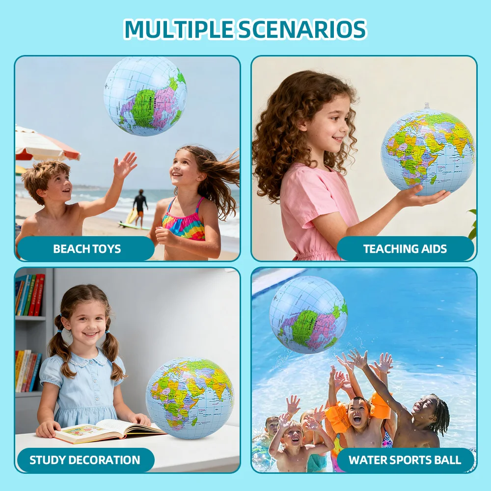 كبير بولي كلوريد الفينيل نفخ غلوب خريطة الأرض بالون لحمام السباحة الصيف الشاطئ حفلة المياه لعبة للهواء الطلق طفل تعلم الجغرافيا الدعائم #5
