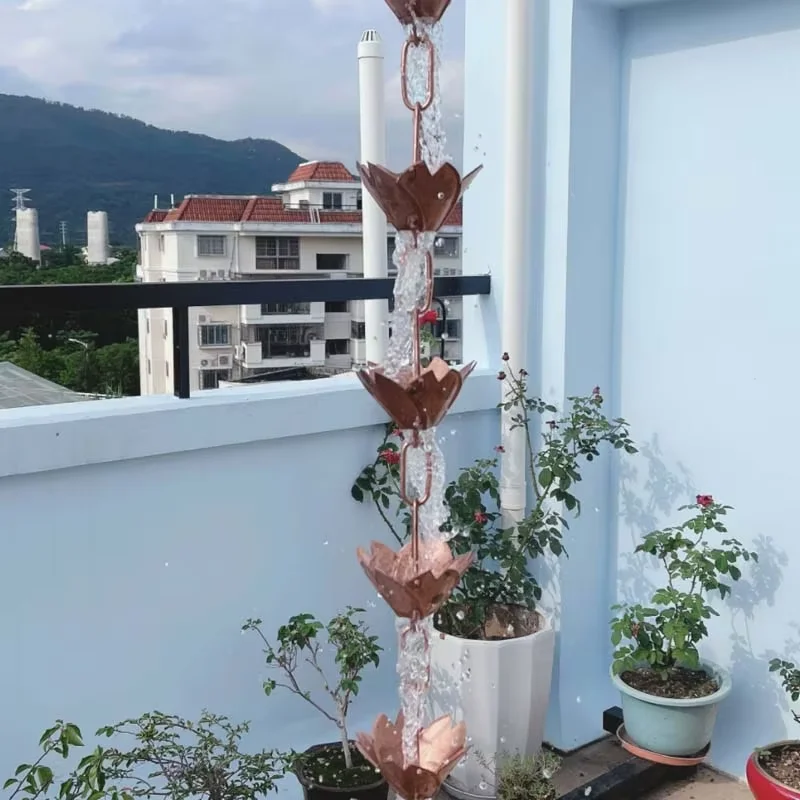 Water diversion chain rain bell temple courtyard copper Japanese eaves rain chain drainage link rainwater artifact falling water
