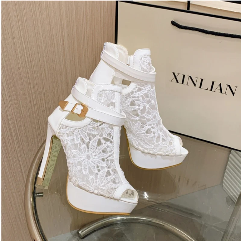 

Летние новые женские босоножки на платформе с круглым носком, водонепроницаемые, на толстом каблуке, с вырезами, для банкетов, больших размеров, на высоком каблуке