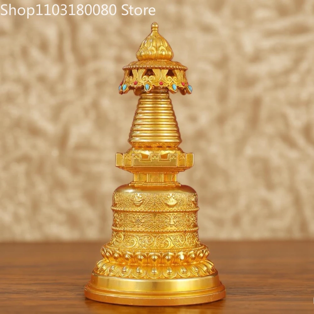 Copper gilding silvering Kadampa pagoda stupa Tibet Gadangta Bodhi Pagoda sculpture,17cm,21cm,31cm,46cm