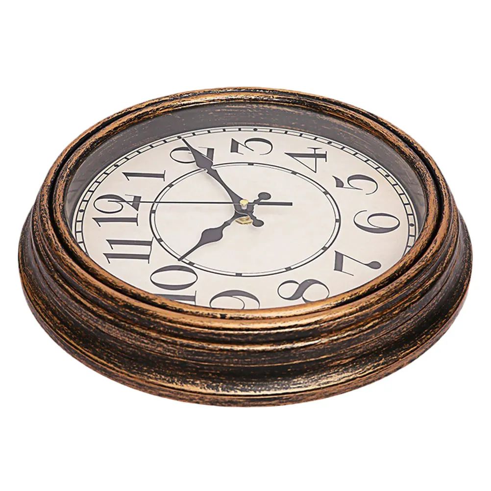 

Retro Brush Gold Clock Silent Non-ticking Plastic Large Wall Decor Living Room Office Bedroom Mute Quartz Clock Home Decor