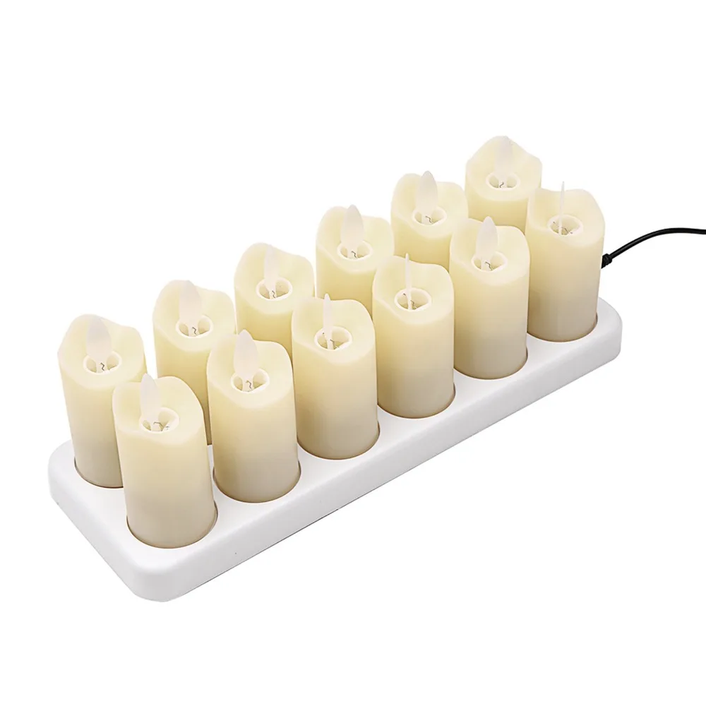 Warm Yellow Lighting LED Candles With Base Flame Effect Electric Candle Battery Operated Remote Control Artificial Candle