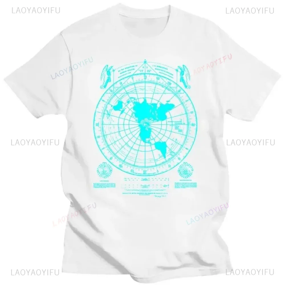 New Arrival Flat Earth Map World Order Printed Tees Fashion Casual Streetwear Hip-hop Hipster Loose O-neck Hot Sale Tops Tshirt