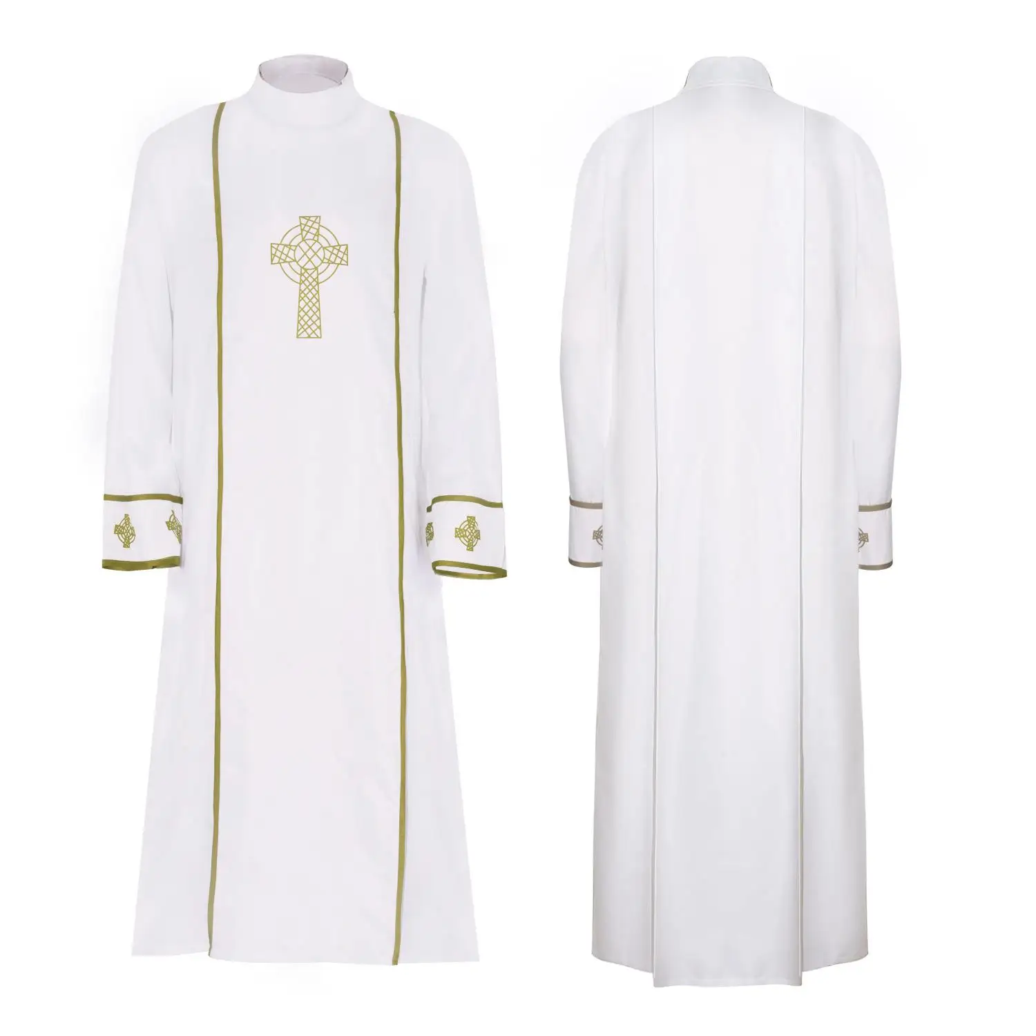 

White Pastors Dress Yellow Cross Robe Stage Performance Costume Women's Traditional Ethnic Clothing Autumn Fashion