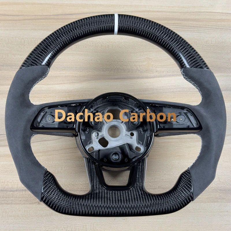 Real Glossy Black Carbon Steering Wheel For Audi A3 A4 A5 S3 S4 S5 2018 2019 2020 2021 2022 High Quality Sport Wheel Custom