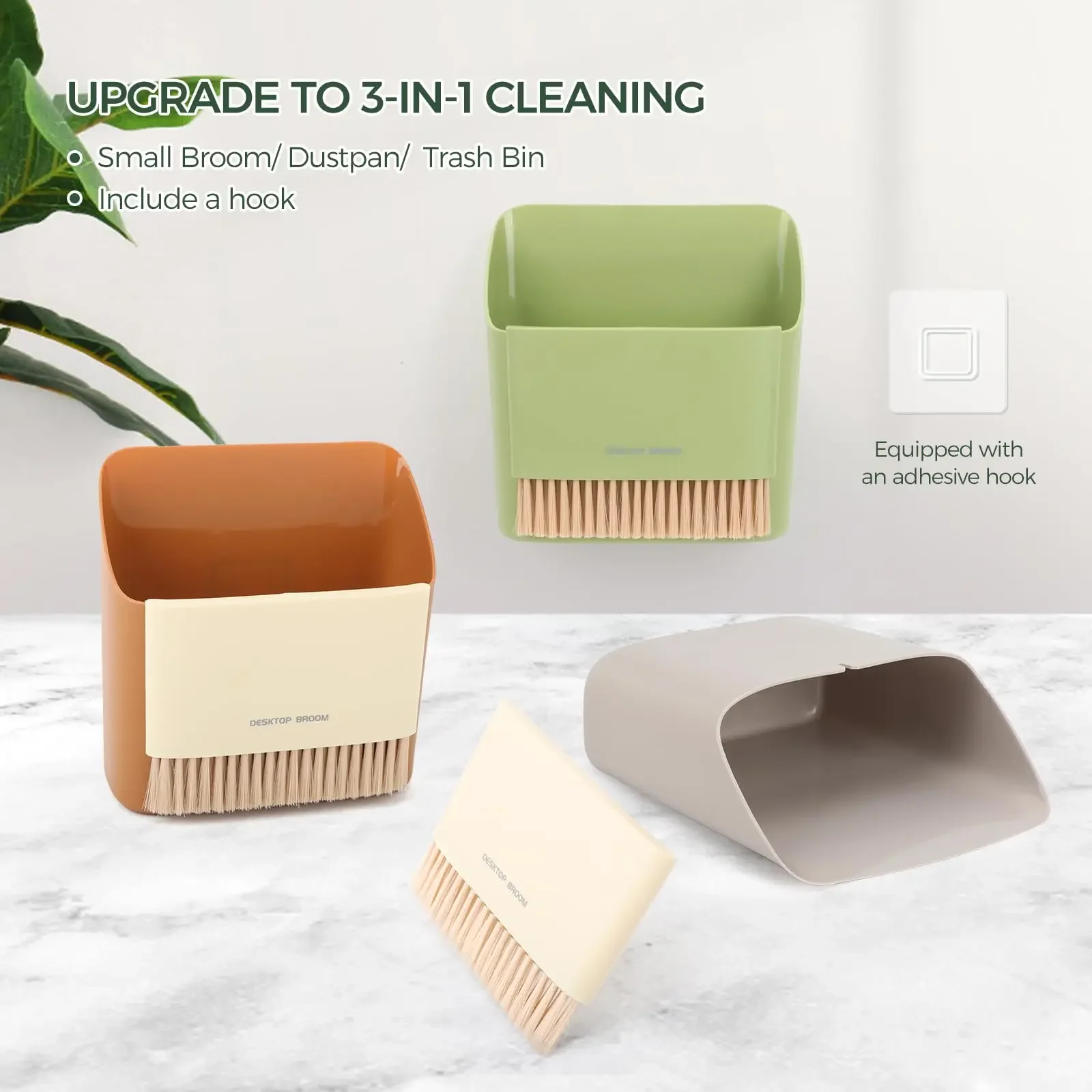 Broom and Dustpan Set,Portable Cleaning Brush and Dustpan Combo,Mini Hanging Trash Can, Small Broom and Dustpan Set for Desktops