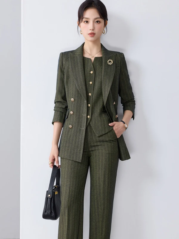 

Elegant Autumn Winter Professional Women's Suit Jacket Long Sleeve Office Workwear Fashionable OL Style Slim Fit Polyester Fiber