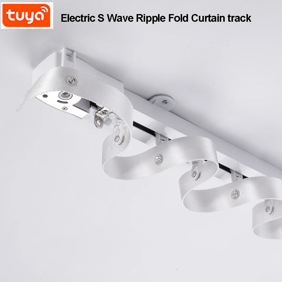 Niestandardowy drążek do zasłon S wave Ripple Fold Curtain Cornice For Tuya WiFi Zigbee curtain engine Smart Home Electric Curtain System