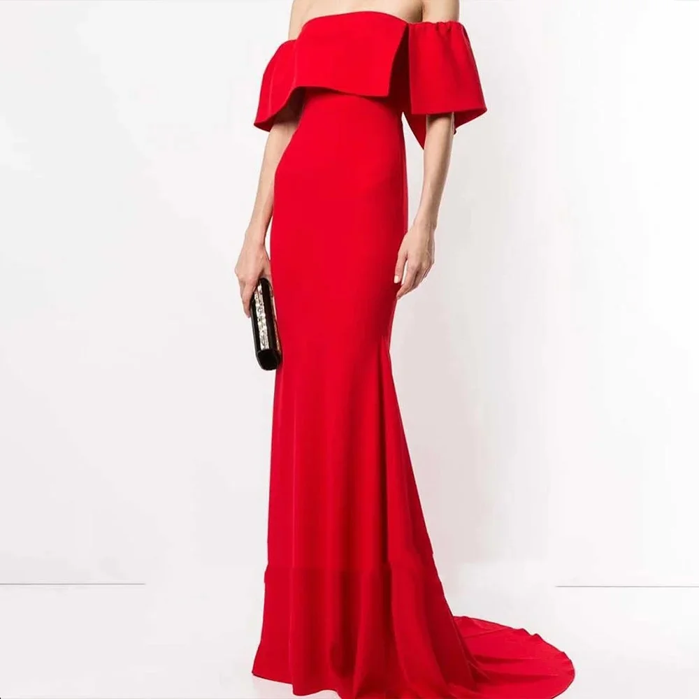 

Muloong Off-the-shoulder Neckline Sweep Train Women Elegant And Pretty Luxury Prom Dress