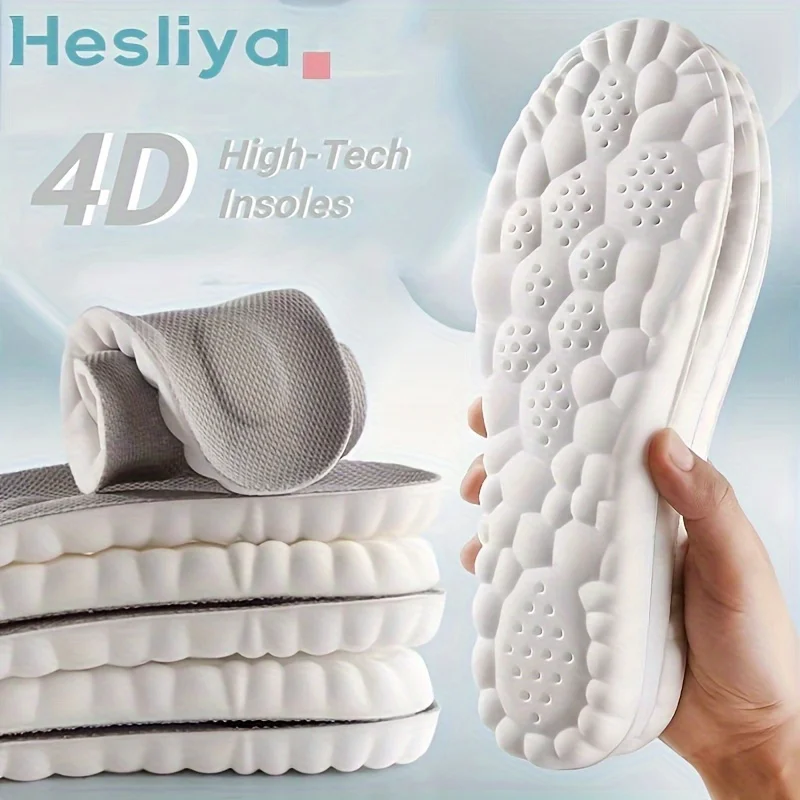4D Orthopedic Sport Insoles Soft Breathable High-elasticity Shock Absorption Running Shoe Pad For Men Women Latex Massage Insole