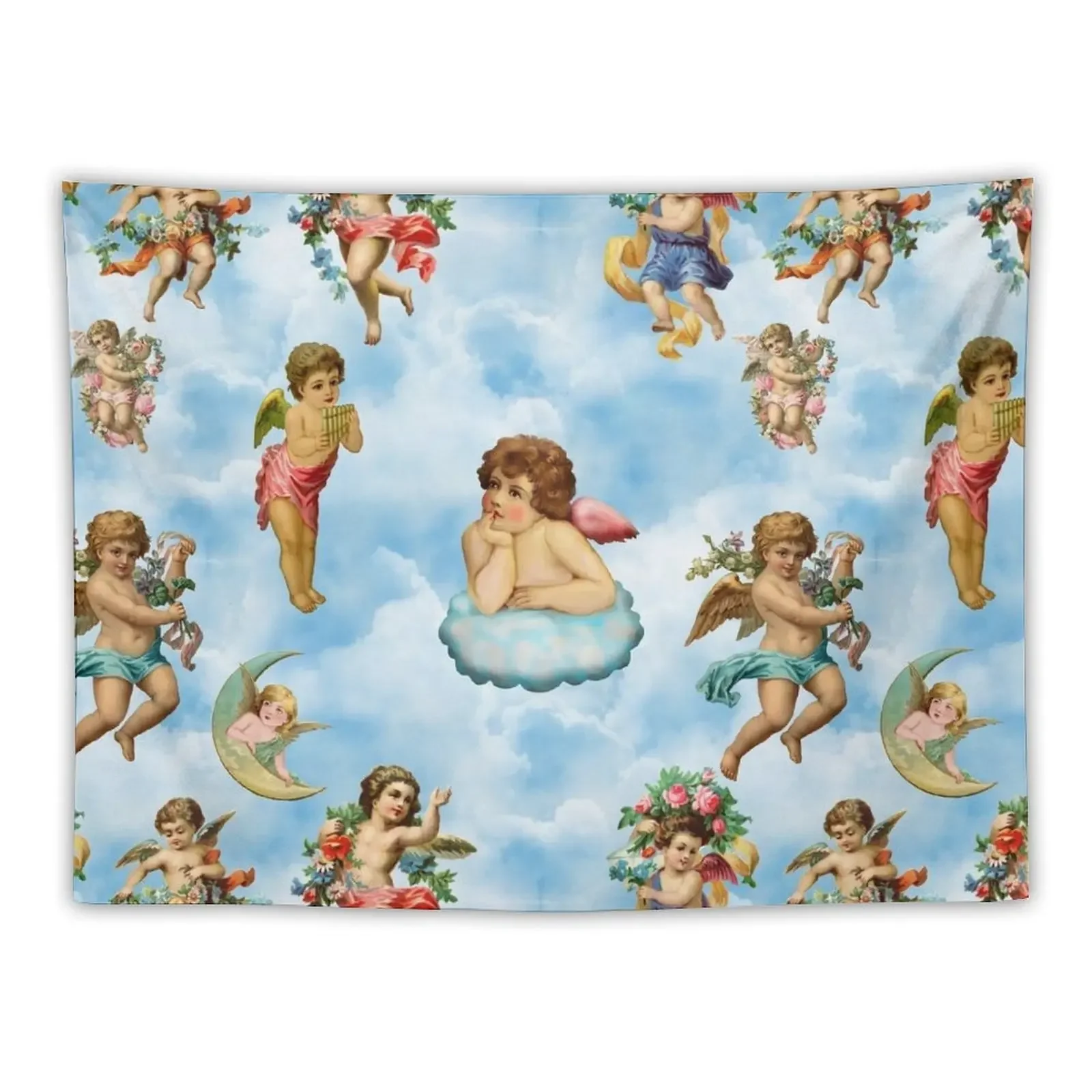 

angel cherub clouds antique Tapestry Decorations For Your Bedroom Wall Decoration Tapestry