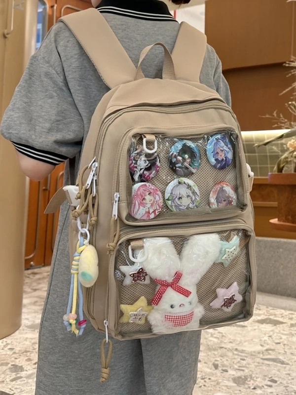 Japanische Sle Large Capaci Bapa Casual Simple Leisure Doppelte Schultertasche für Mädchen Schule Reisen Leicht Wasserdicht