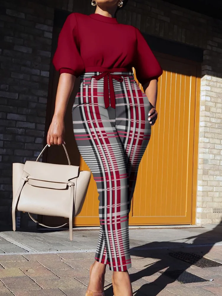 

Femme Spring Summer Slim Pants Matching Suit Streetwear Casual Long Pants Two Piece Set Women Print Pullovers And Pants Outfits