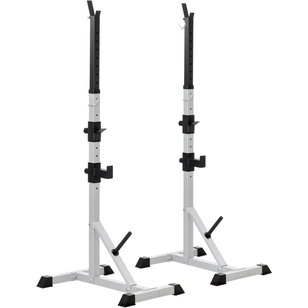 3 Positions Height Adjustable Squat Rack 440lbs , Steel Heavy Duty Barbell Stand Bench Press , Support 3 Sets Barbells Storage