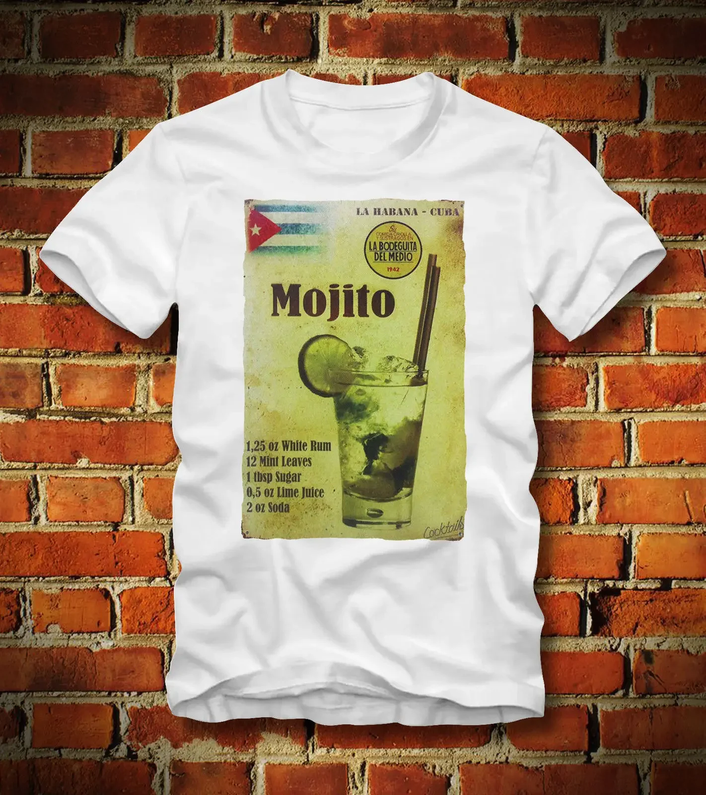 Hot Sale 100% cotton T SHIRT MOJITO CUBA KUBA HAVANNA COCKTAIL ALKOHOL ALCOHOL REZEPT NEU Tee shirt