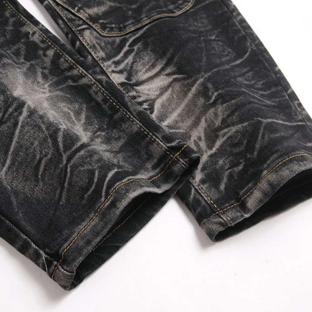 Pantalones vaqueros ajustados rasgados estilo callejero Punk para hombre, pantalones vaqueros lisos con lavado Vintage, pantalones vaqueros ajustados informales con agujeros, novedad
