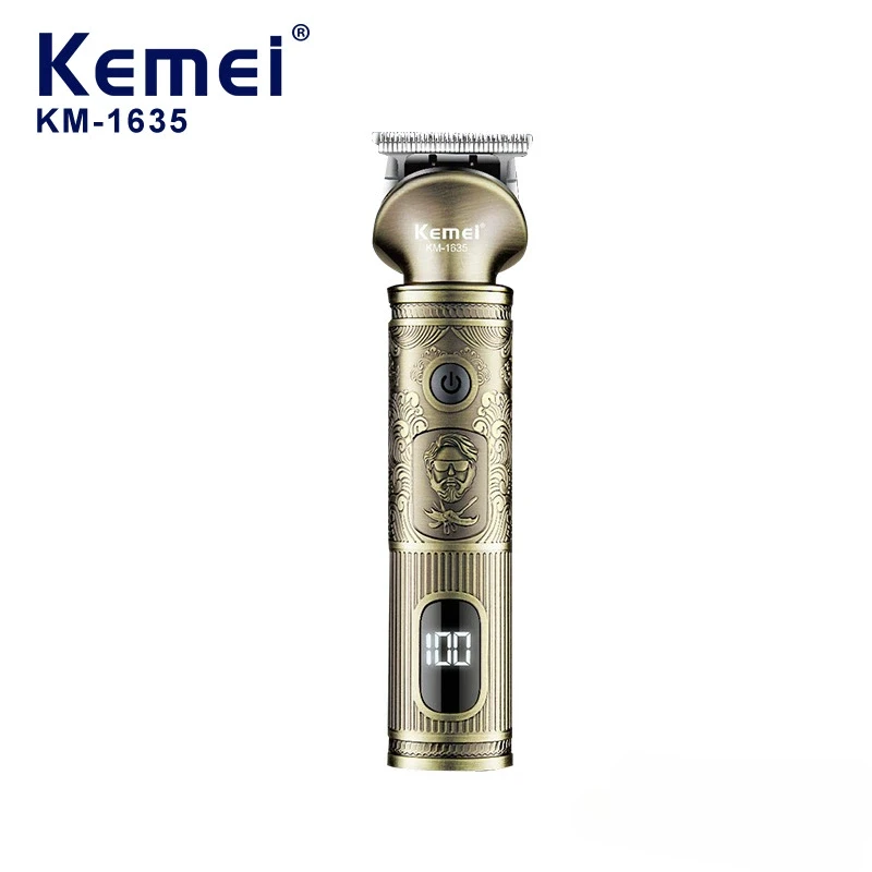 

Kemei KM-1635 Retro Professional Hair Clipper Cordless USB Rechargeable Trimmer for Men Salon Use, Portable Styling Kit