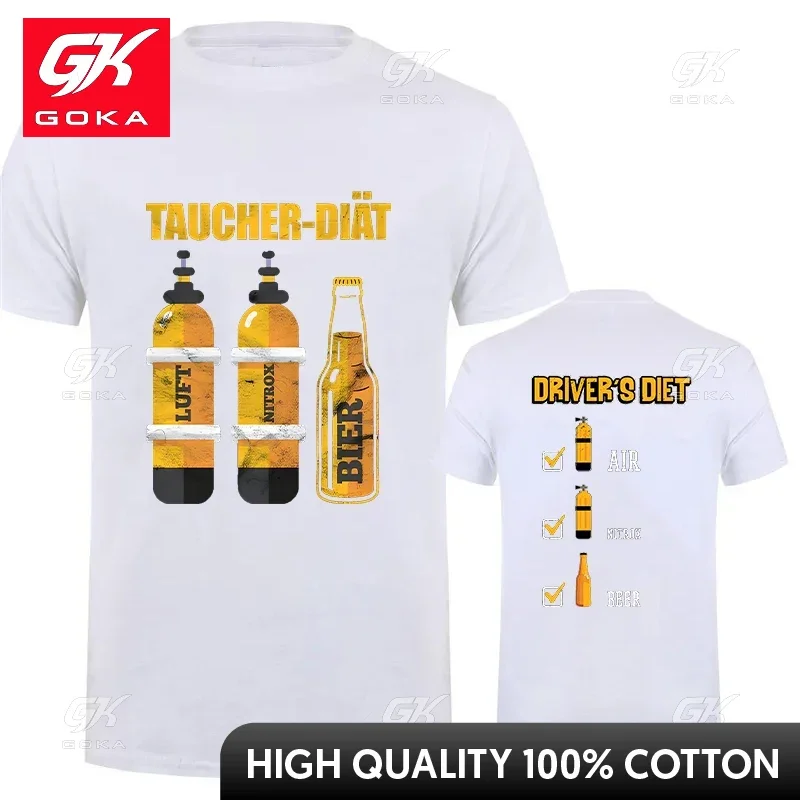 Casual Men's T-Shirt Diving Instructor Diving Diver Beer Print Short-Sleeve T-Shirt for Men Oversized Clothing Summer Tees