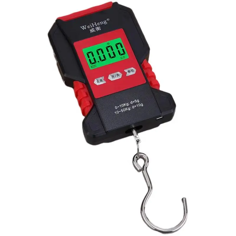Black Electronic Weighing Digital Scale Rechargeable LCD 75Kg 10g Luggage Scale Hanging Hook Fishing Scale with Measuring Tape