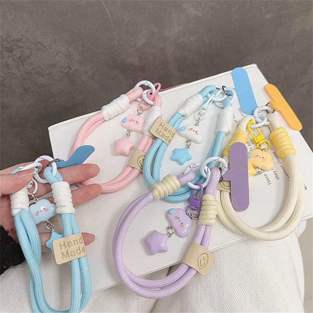 

Cute Cloud Star Phone Wrist Strap Colorful Short Lanyard Fashion Charm Pendant Universal Keychain Camera Bag Decor Accessories