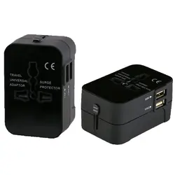 Universele AU US UK EU 2 USB-reisstekkeradapter Alles in één wand AC-oplader Plug Converter Socket voor mobiele telefoon Pad Fan