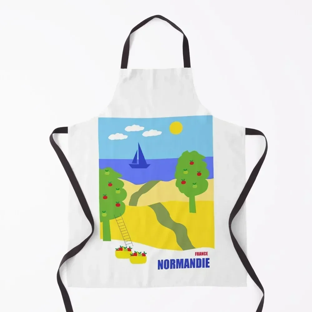 

France Normandie in the flat design style. Apron chef for man kitchen gadgets Home Utensils barber uniform Apron
